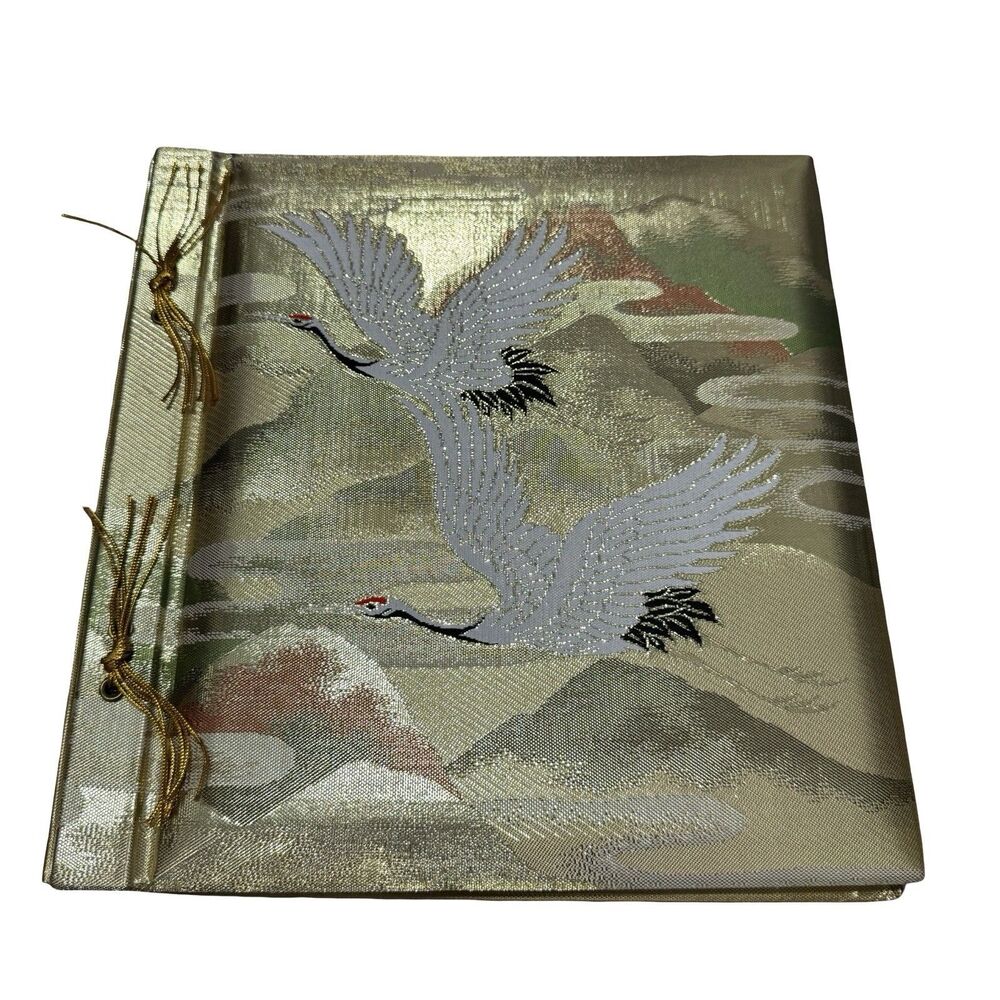 Asian Style Photo Album Flying Cranes‎ Over Sunset New Old Stock Beautiful Gold